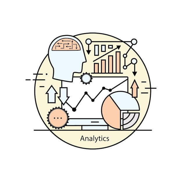 Vector moderne kleur dunne lijn concept analytics