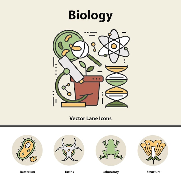 Vector moderne kleur dunne lijn concept van biologie