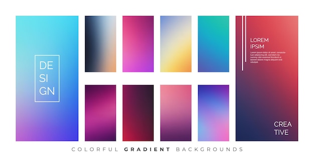 Moderne kleur fade achtergrond set voor mobiele apps Vector EPS