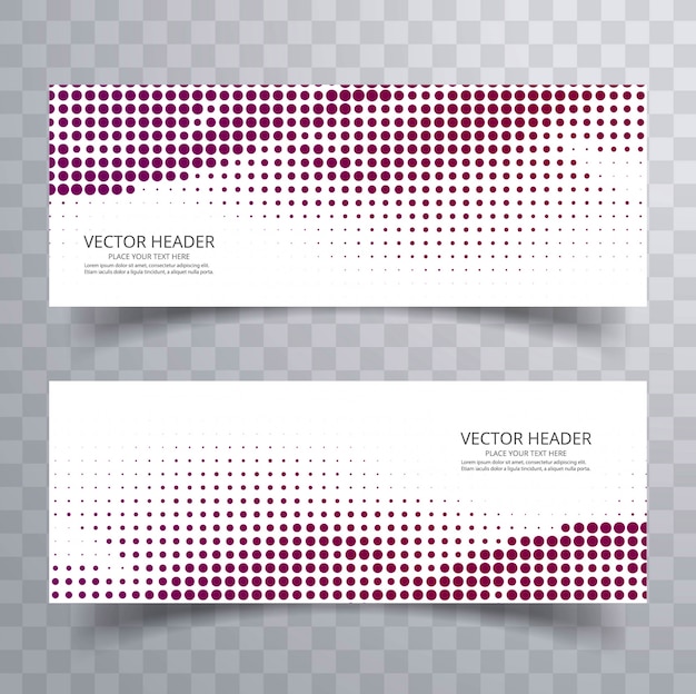 Vector moderne kleurrijke halftone header set