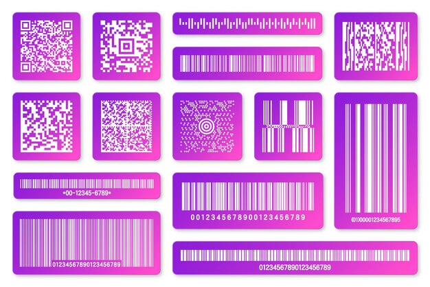 Moderne kleurrijke productbarcodes en qr-codes identificatie tracking code serienummer product-id