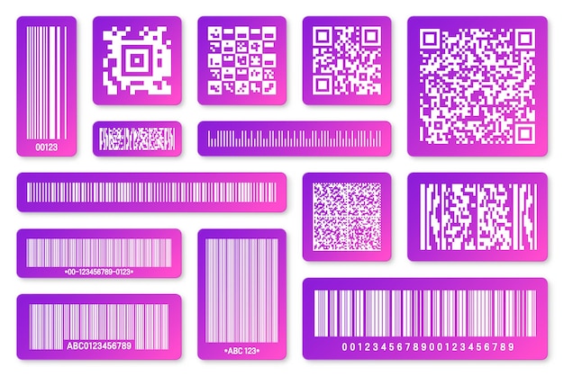 Moderne kleurrijke productbarcodes en qr-codes identificatie tracking code serienummer product-id