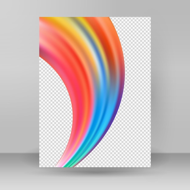 Moderne kleurrijke stroomposter Golvende vloeibare vorm in regenboogkleur die de achtergrond van de flare weerspiegelt Artistiek ontwerp voor uw ontwerpproject