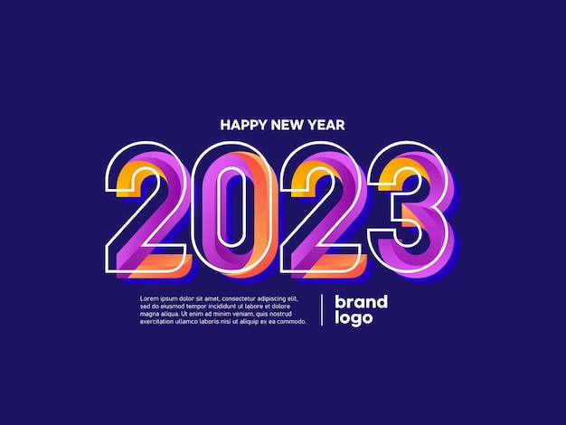 moderne kleurrijke trend van het type 2023 nieuwjaarslogo