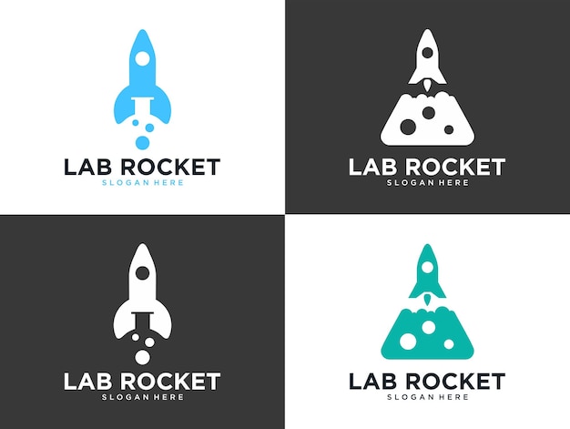 Moderne laboratoriumraket-logo-ontwerpcollectie