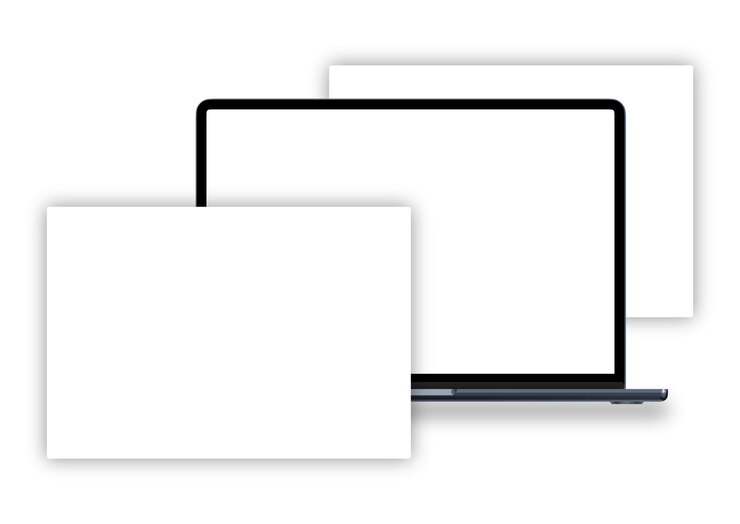 Vector moderne laptop mockup front view en hoogwaardige smartphone en tablet mockup