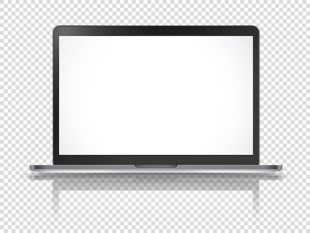 Moderne laptop vector mockup met reflectie geïsoleerd op transparante background