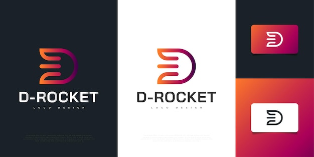 Moderne letter d logo design met rocket concept in kleurrijke stijl. d symbool voor uw bedrijf en bedrijfsidentiteit