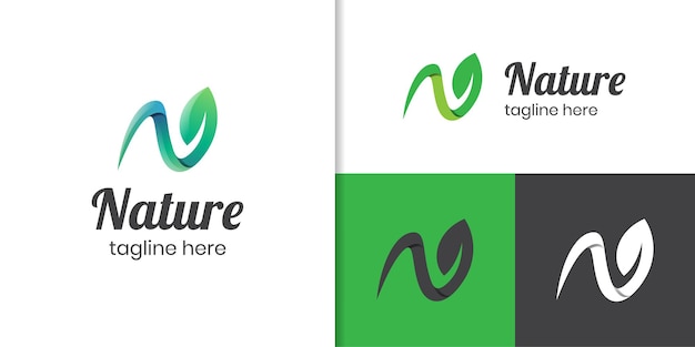 moderne letter N blad logo voor natuur design elementen vector symbool