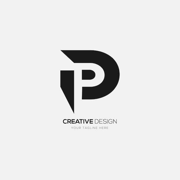 Moderne letter Pp negatieve ruimte logo