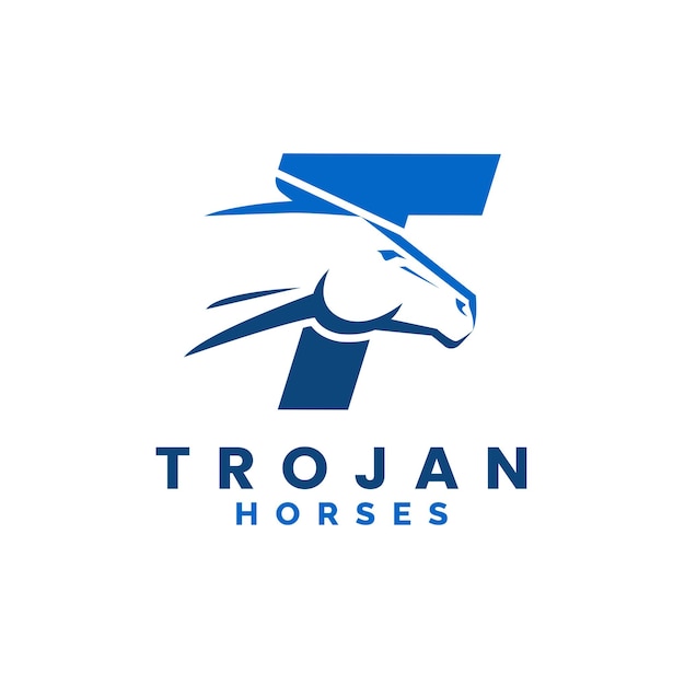 Vector moderne letter t monogram horse head logo letter t paard logo paard hoofd logo