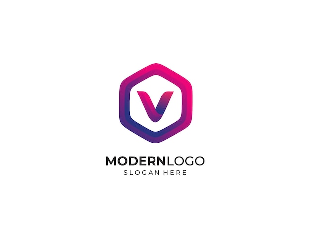 Moderne letter V logo ontwerpsjabloon