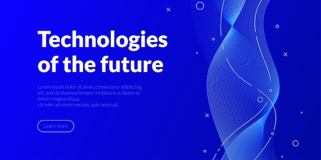 Moderne levendige blauwe banner met memphis technologie lijn gestreept abstract ontwerp als achtergrond