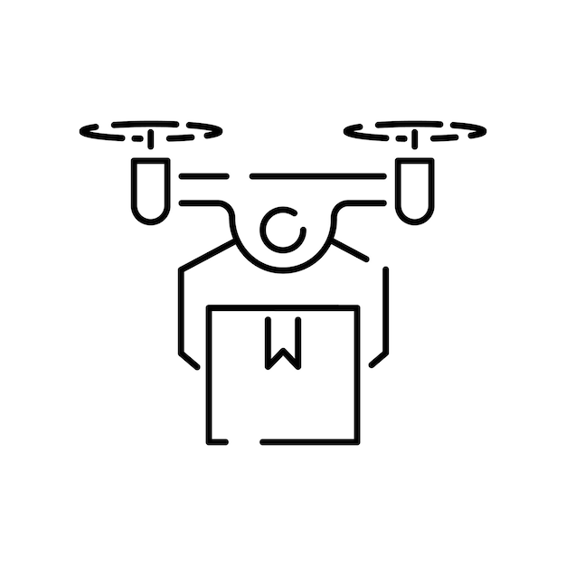Moderne levering Line icon logistiek netwerk Transport met wereldwijde industrie Vrachtverzenddoos Drone moderne vlieg