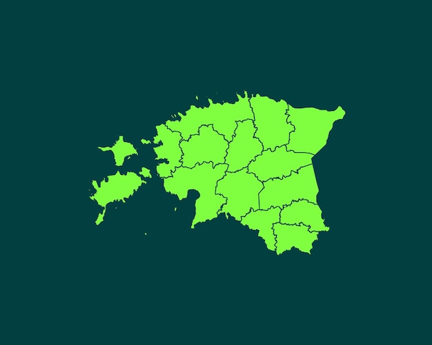 Moderne lichtgroene kleur hoog gedetailleerde grenskaart van Estland geïsoleerd op groene achtergrond