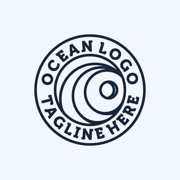 Moderne lijn kunst oceaanwater of golf sjabloonontwerp zon en zee Logo Concept inspiratie