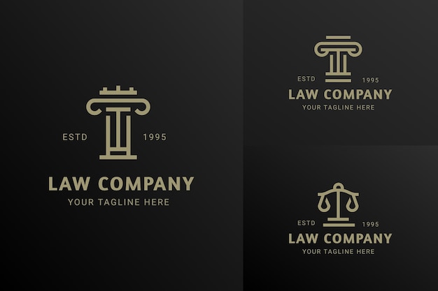 Moderne luxe stijl wet justitie bedrijf pictogram logo embleem vector concept ontwerpsjabloon set