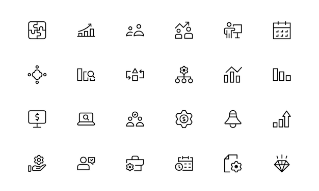 Moderne Management Vector Icons voor Business Leadership Organisatie Strategie Workflow