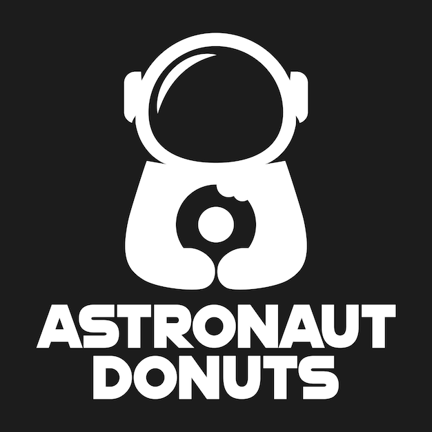 Moderne mascotte plat ontwerp eenvoudig minimalistisch schattig astronaut donut logo pictogram ontwerp sjabloon vector met moderne illustratie conceptstijl voor café bakkerij winkel restaurant badge embleem en label