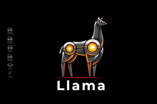 Moderne Mecha Robotic Lama Logo ontwerpsjabloon