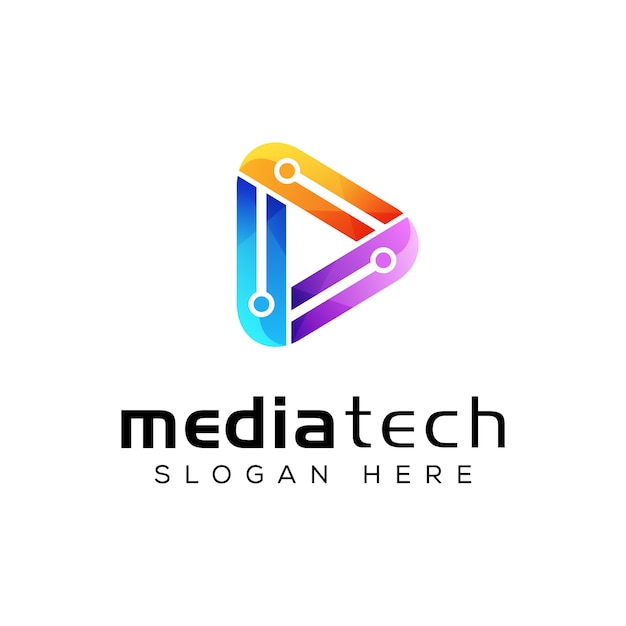 Moderne media tech logo ontwerp vector sjabloon