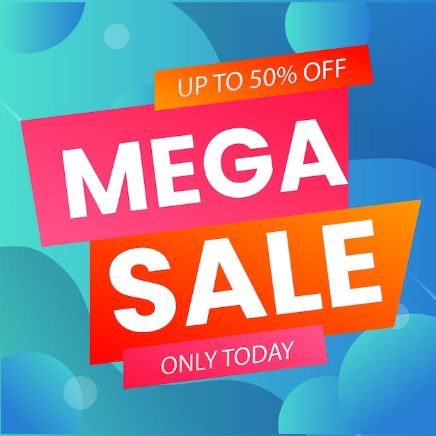 Moderne Mega sale banner compositie met platte korting achtergrond sjabloon abstracte vector