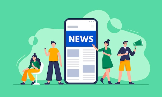 Moderne mensen lezen het nieuws op smartphones