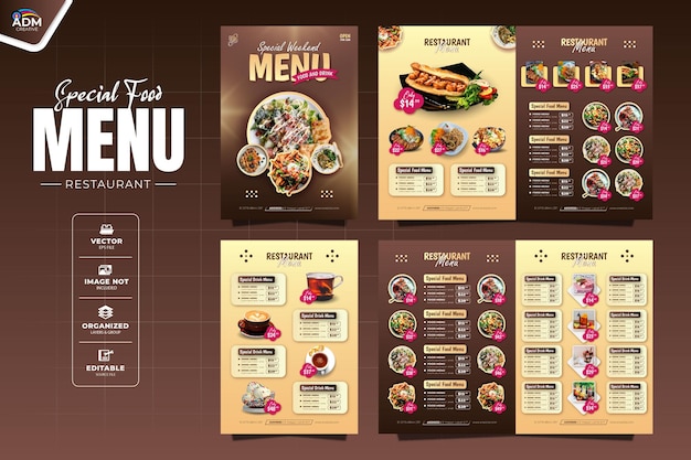 Moderne menu voor een restaurant of café
