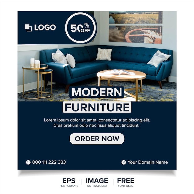 Moderne meubelverkoop bannermalplaatje voor sociale media