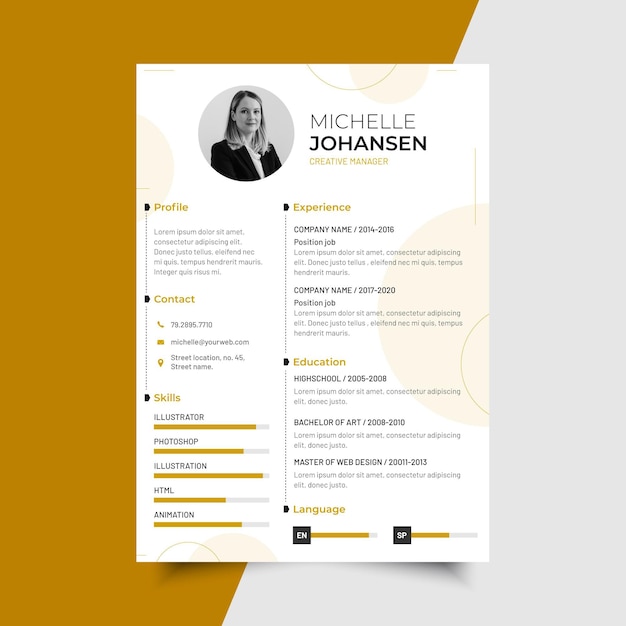 Moderne minimalistische cv-sjabloon met foto