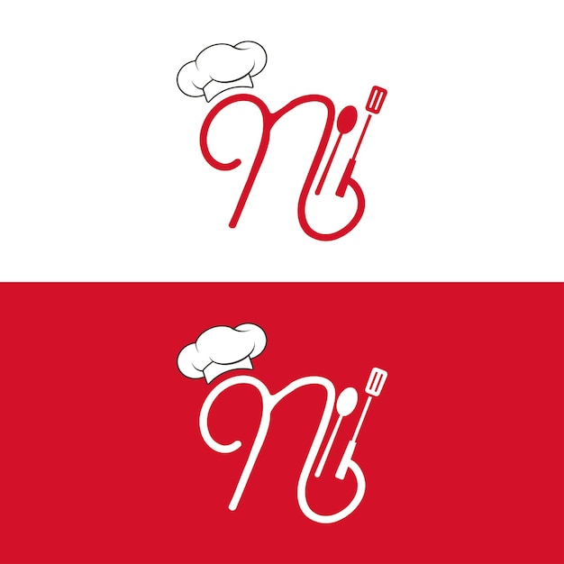 Vector moderne minimalistische kooklogo met n-letterontwerp.