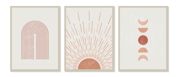 Moderne minimalistische print uit het midden van de eeuw met eigentijdse geometrische