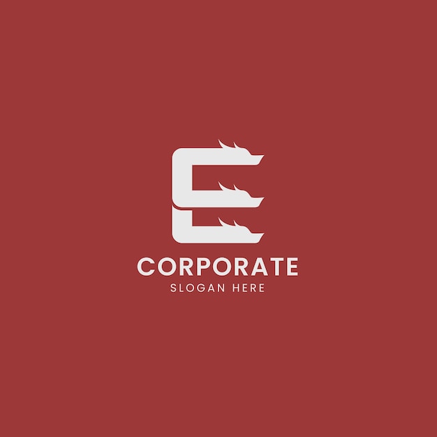 moderne minimalistische schone letter e draak logo ontwerpsjabloon