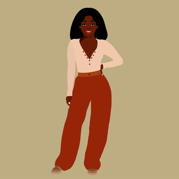 Moderne modieuze zwarte vrouw in elegante kunststijl vector