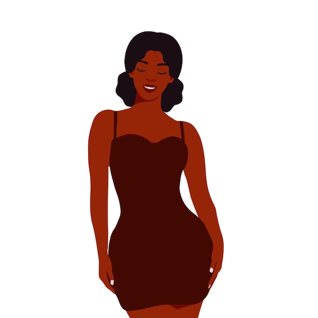 Moderne modieuze zwarte vrouw in elegante kunststijl vector