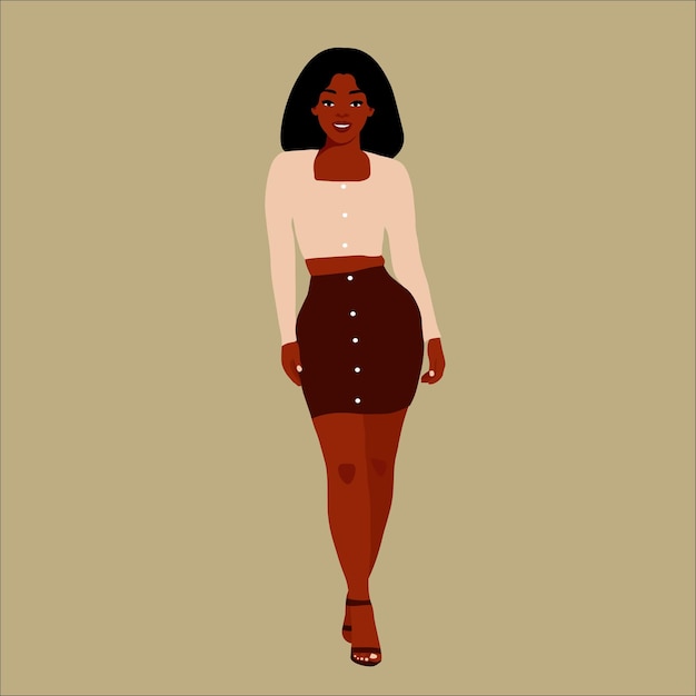 Moderne modieuze zwarte vrouw in elegante kunststijlvector