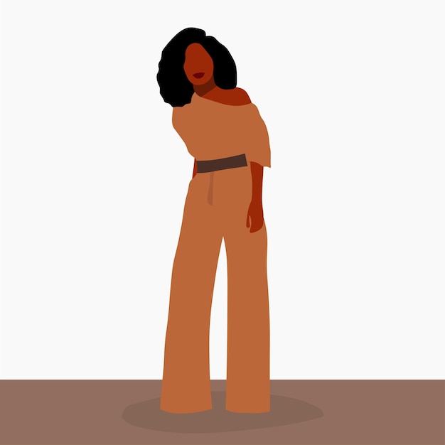 Moderne modieuze zwarte vrouw in elegante lijnstijl vector abstract
