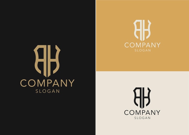 moderne monogram beginletter AH logo ontwerpsjabloon