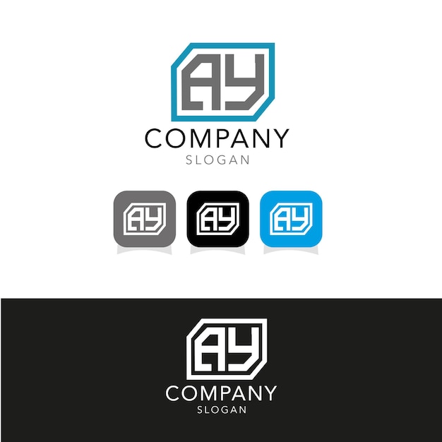 Moderne monogram beginletter ay logo ontwerpsjabloon