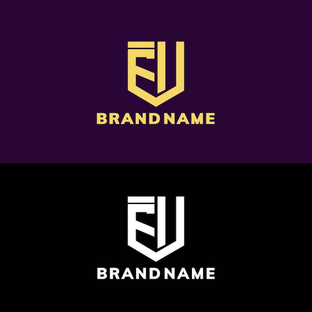 Moderne monogram beginletter eu logo ontwerpsjabloon