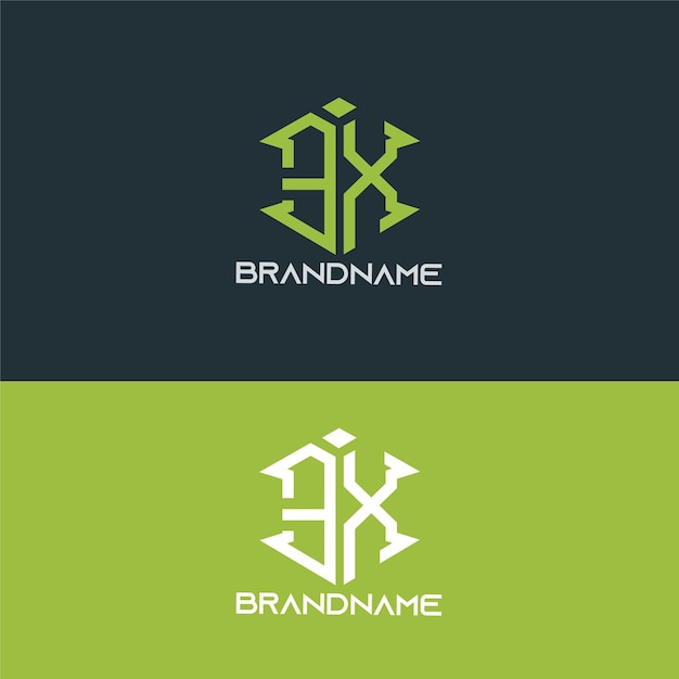 Moderne monogram beginletter ex-logo ontwerpsjabloon