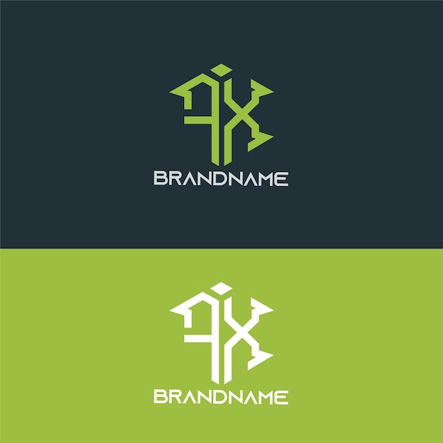 Moderne monogram beginletter fx logo ontwerpsjabloon