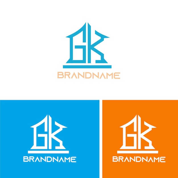 Vector moderne monogram beginletter gk logo ontwerpsjabloon