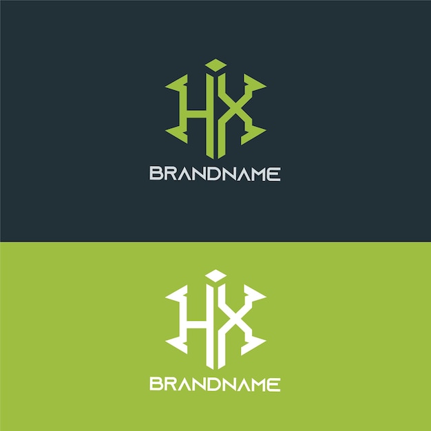 Moderne monogram beginletter hx logo ontwerpsjabloon