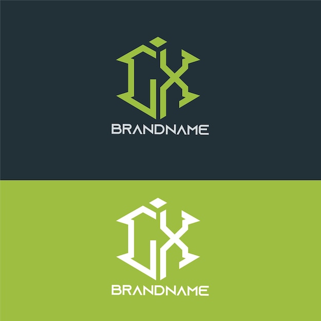 Moderne monogram beginletter lx logo ontwerpsjabloon
