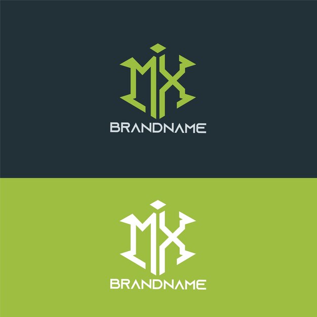 Moderne monogram beginletter mx logo ontwerpsjabloon