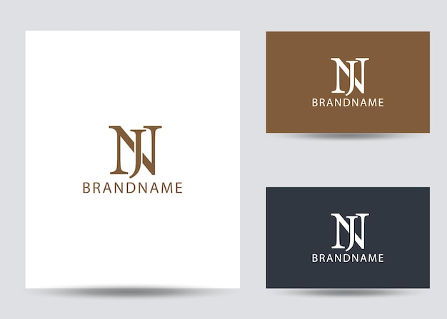 Moderne monogram beginletter nj logo ontwerpsjabloon