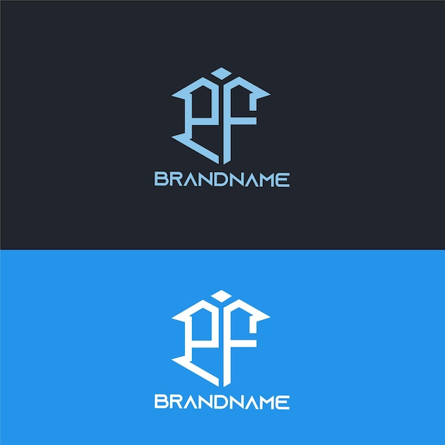 Moderne monogram beginletter pf logo ontwerpsjabloon