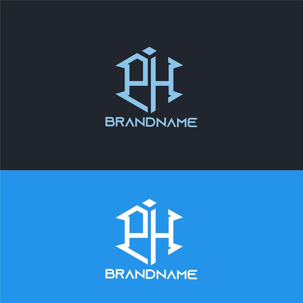 Moderne monogram beginletter ph logo ontwerpsjabloon