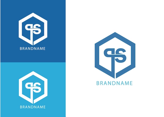 Vector moderne monogram beginletter ps logo ontwerpsjabloon